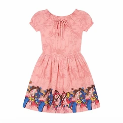Girls' Character Print Hem Casual Dress - Cotton Floral/Tropical
