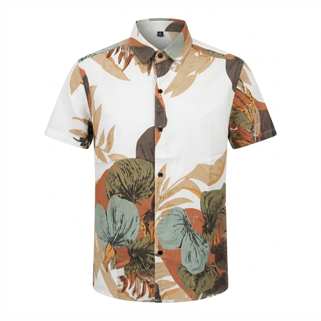 Hawaiian Floral Short-Sleeve Button-Up Shirt