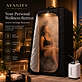 Woman relaxing inside the Ayanity Restore portable steam sauna filled with steam
