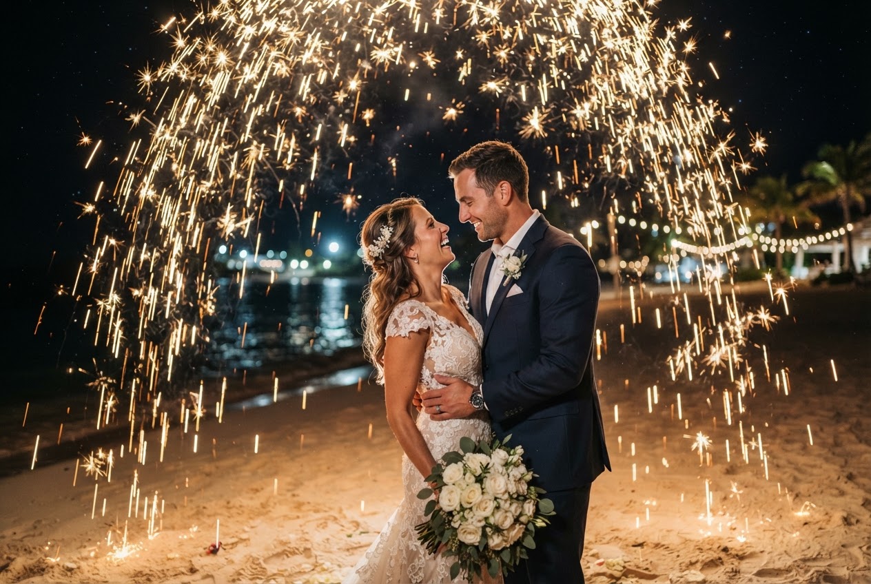 Bermuda wedding fireworks