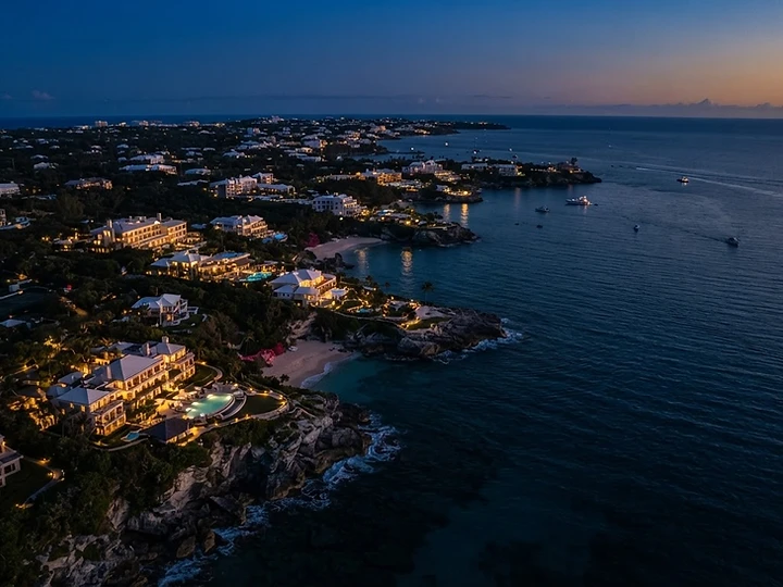 Sunset fireworks over Bermuda water