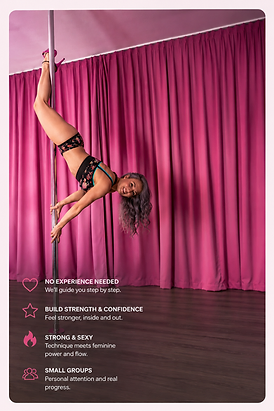 A woman performing a pole trick