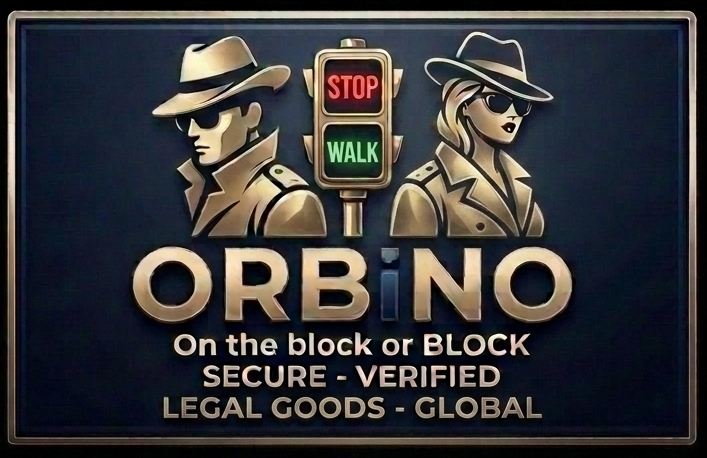ORBiNO — On the block or BLOCK · Secure · Verified · Legal Goods · Global