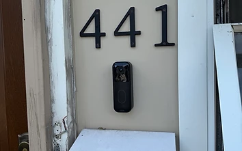 Video doorbell installation at NYC home entrance — door number 441