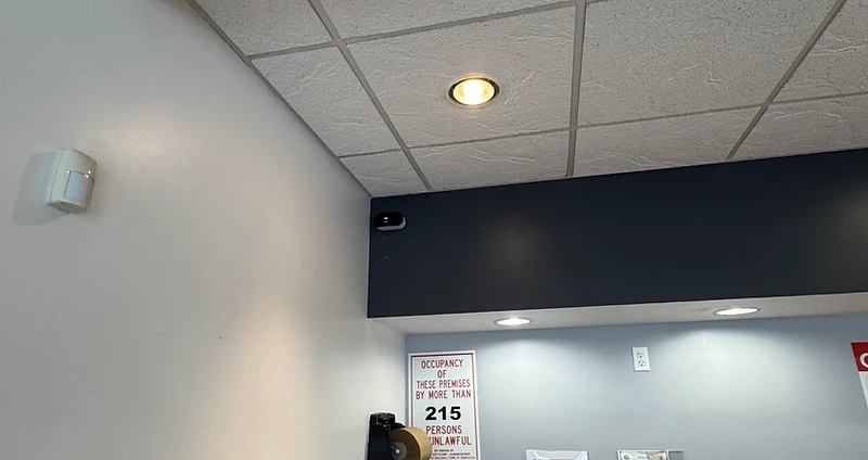 Reolink 4K solar-powered security camera installed on NYC brick building