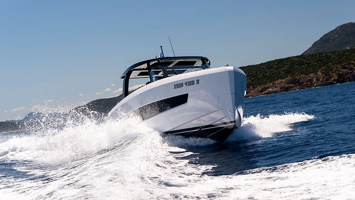 Professional chaseboat supporting yacht operations in Sardinia