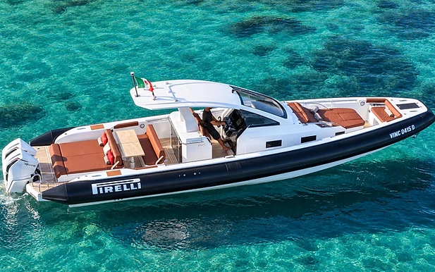 Tecnorib Pirelli 42 maxi RIB available for charter in Sardinia