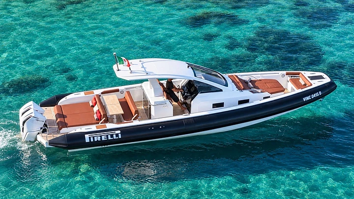 Tecnorib Pirelli 42 maxi RIB available for charter in Sardinia