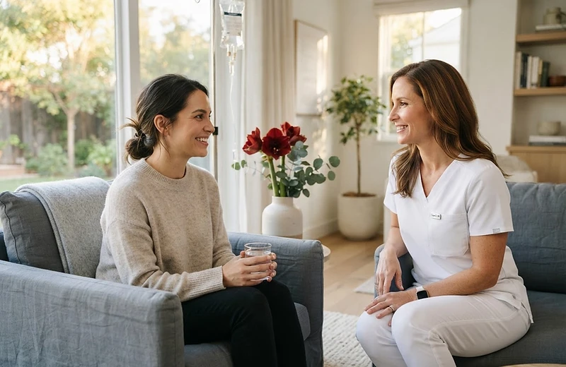 Registered nurse discussing personalized care with a client