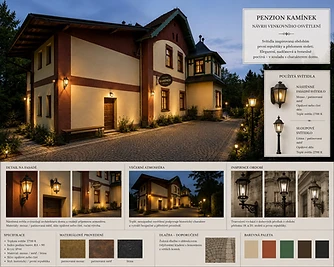 Venkovní prostory Villa Klein — návrh osvětlení