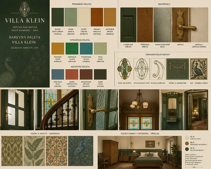 Barevná paleta a designový manuál Villa Klein