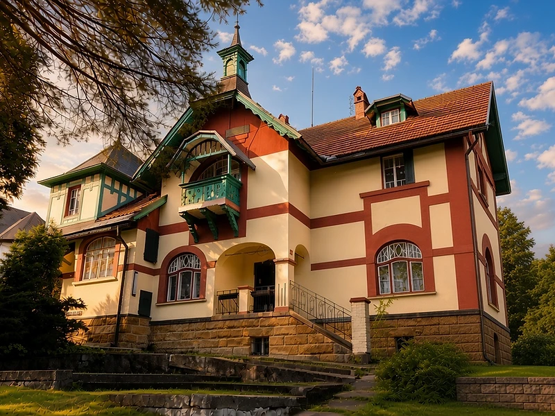 Villa Klein — historická vila v Teplicích nad Metují při odpoledním světle