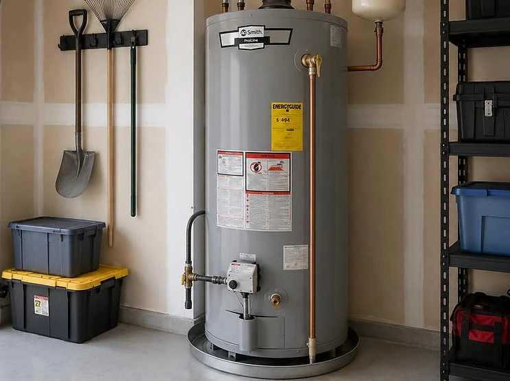 CG Plumbing Solutions technician performing a water heater installation