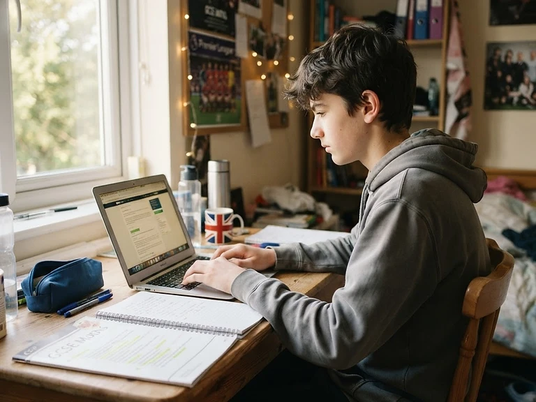 A GCSE student revising at home with GCSE Companion