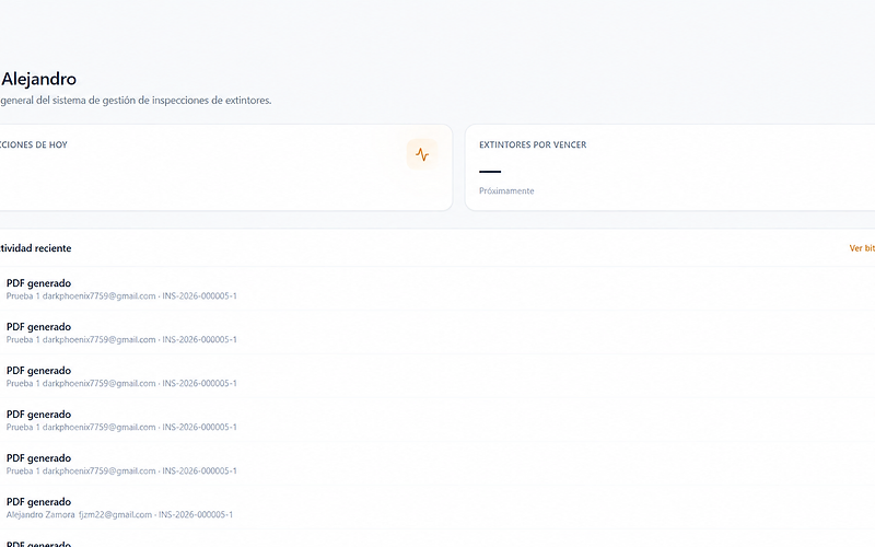 Dashboard de Extincore