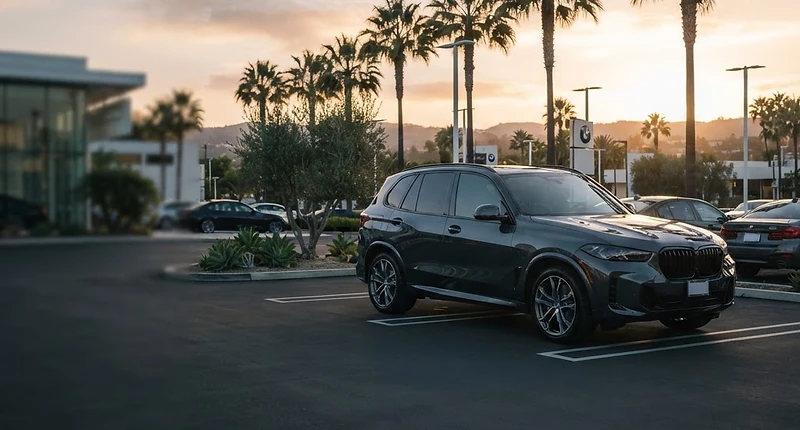 SUV on a sunny dealership lot