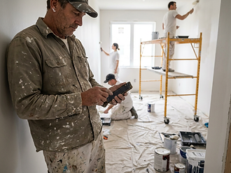 Painter working on a construction job