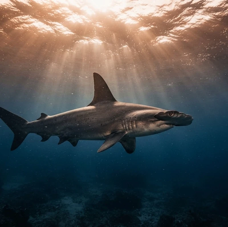 Hammerhead shark in warm Pacific waters off Southern California