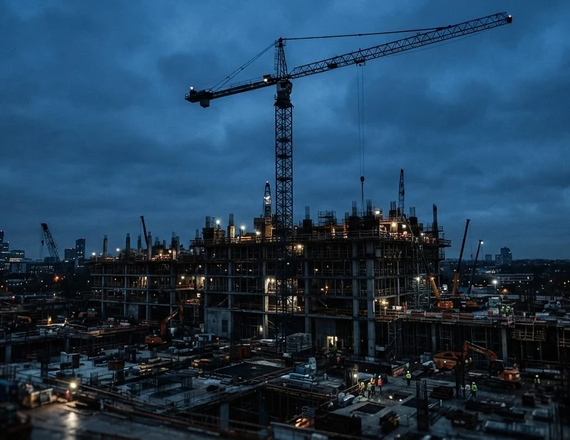Construction site at blue hour