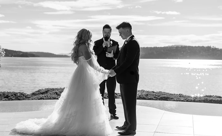 Wedding ceremony in black and white