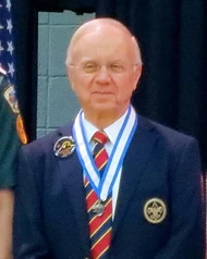 Dennis wearing the Boy Scouts of America Silver Beaver Award