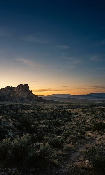 Arizona desert horizon glowing at twilight