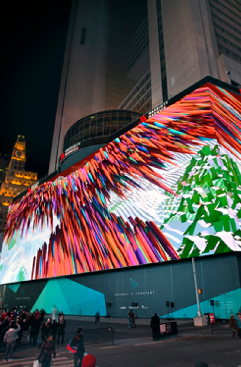 Large outdoor LED display installation in Times Square