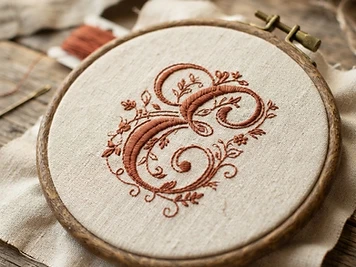 An embroidered monogram on linen