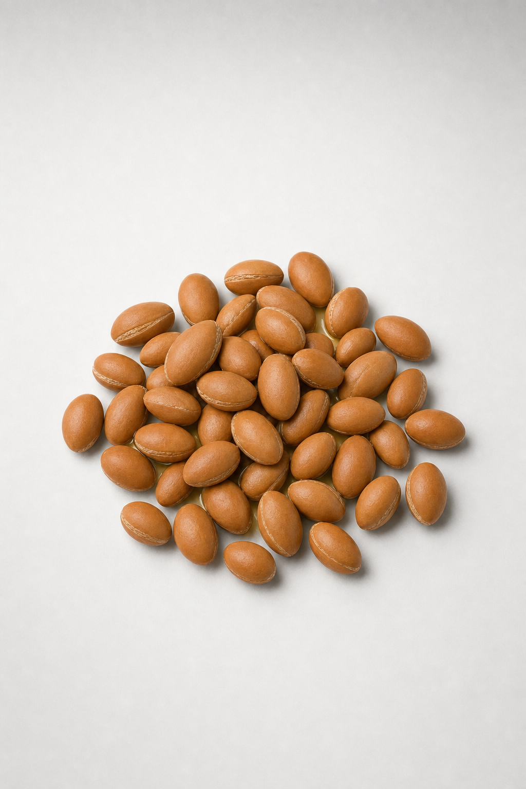 A cluster of argan nuts against a light grey background