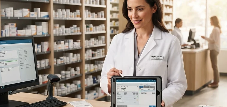 Farmacéutico administrando su farmacia con MiFarmaciaRD