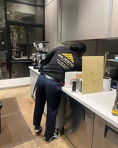 Majestic technician servicing a commercial kitchen counter