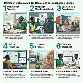 Étapes du processus : Gestion et Optimisation des Opérations de Transport au Sénégal