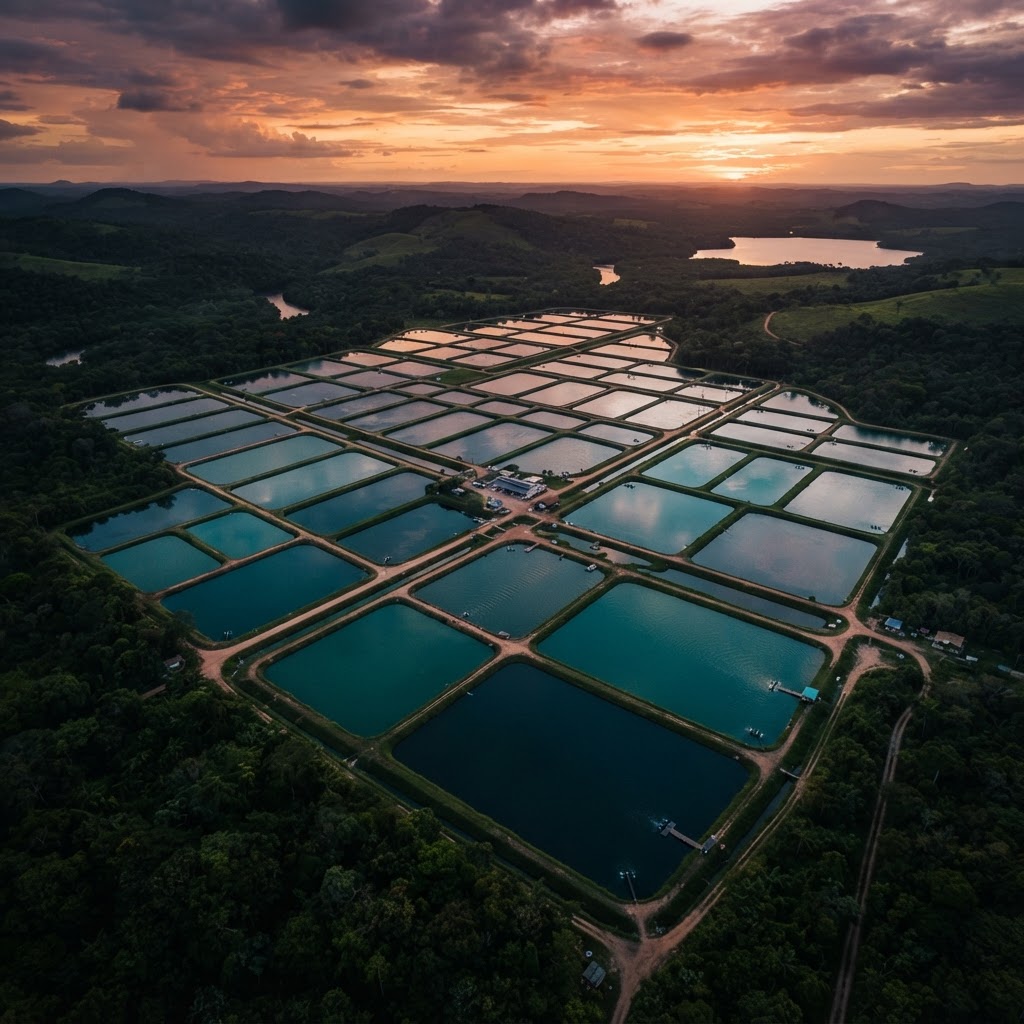 Piscicultura brasileira vista aérea