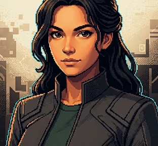 Retro arcade portrait of MARIANA LOY MENCHACA