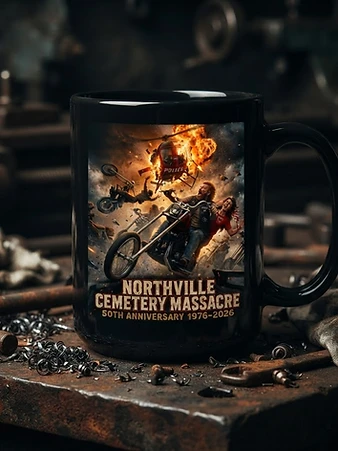 Matte black ceramic coffee mug on a rusty gear bench