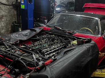 Classic convertible engine work