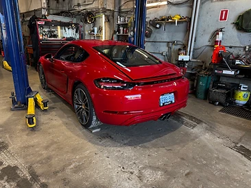 Porsche 718 Cayman S on the hoist