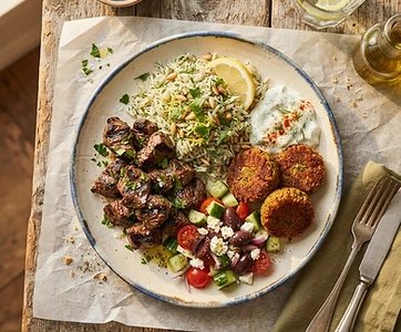 Greek Steak Tips Dinner
