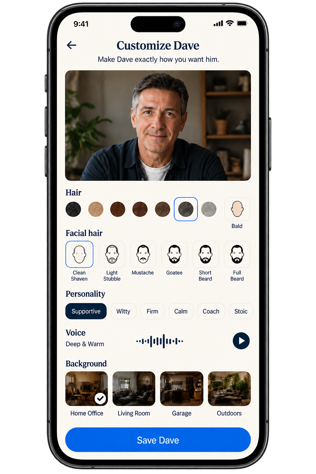 Customize Dave screen
