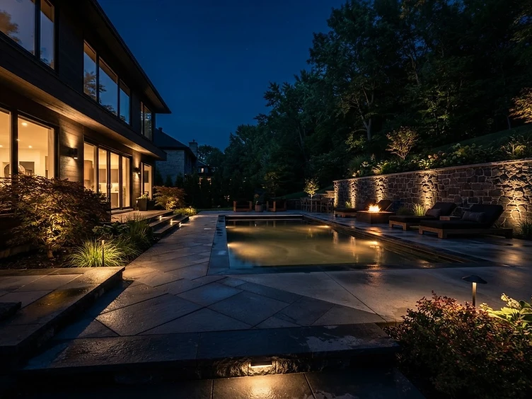 Project at midnight with lighting