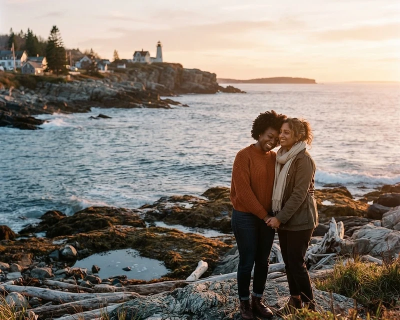 A wedding officiant leading a New England ceremony for a couple