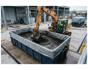 Industrial liquid waste being prepared for controlled handling