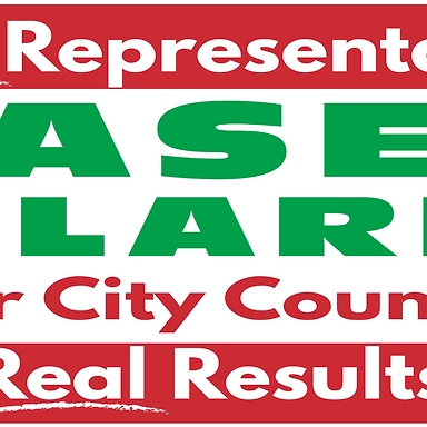 Casey Clark for City Council campaign sign — Real Representation, Real Results