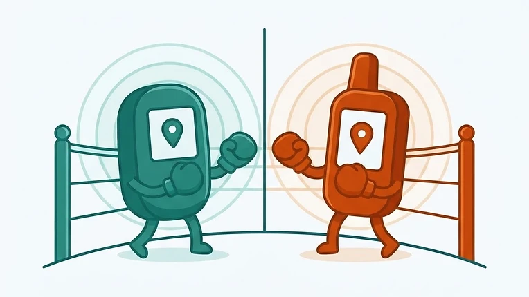 Tractive ou Weenect : deux traceurs GPS pour chat stylisés face à face en mode duel