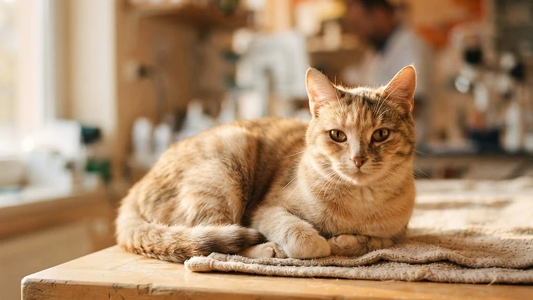 Puce d'identification RFID de la taille d'un grain de riz sous la peau d'un chat, avec pictogramme de satellite barré
