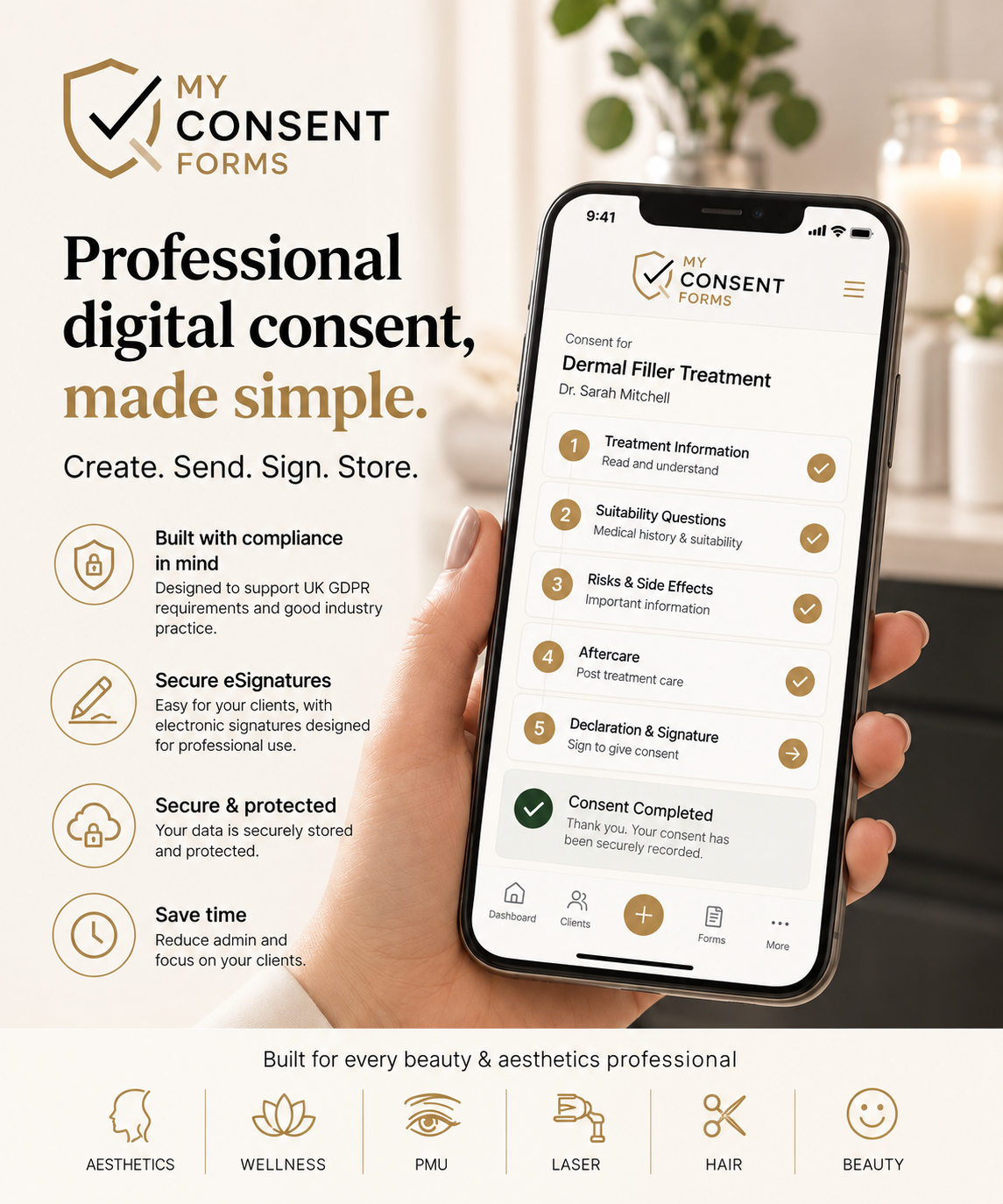 My Consent Forms — professional digital consent and aftercare platform for practitioners