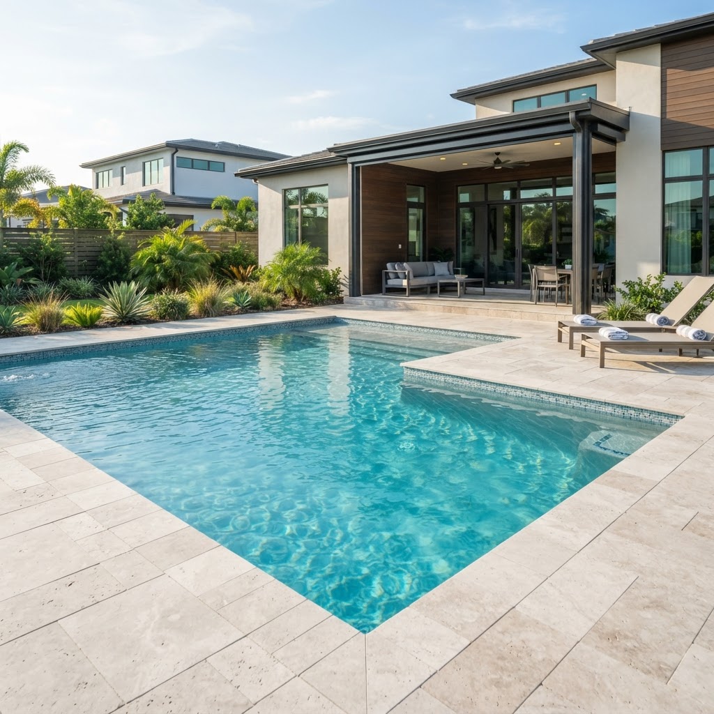 Residential backyard swimming pool