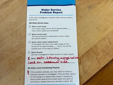 Main water line leaking between the water meter and the house