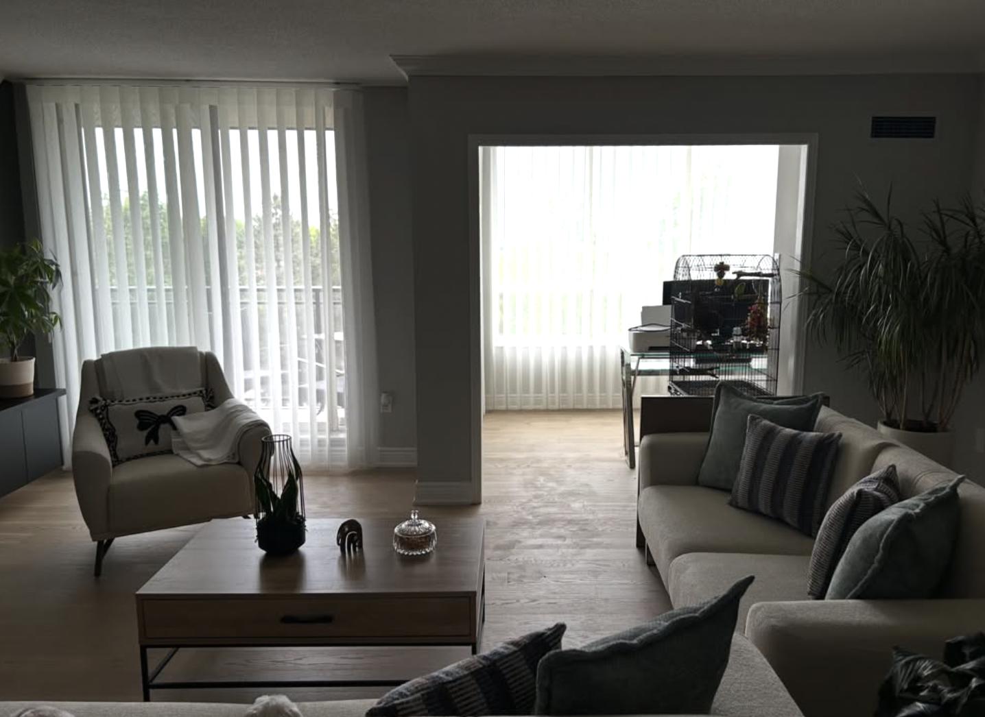 Living room vertical blinds — White