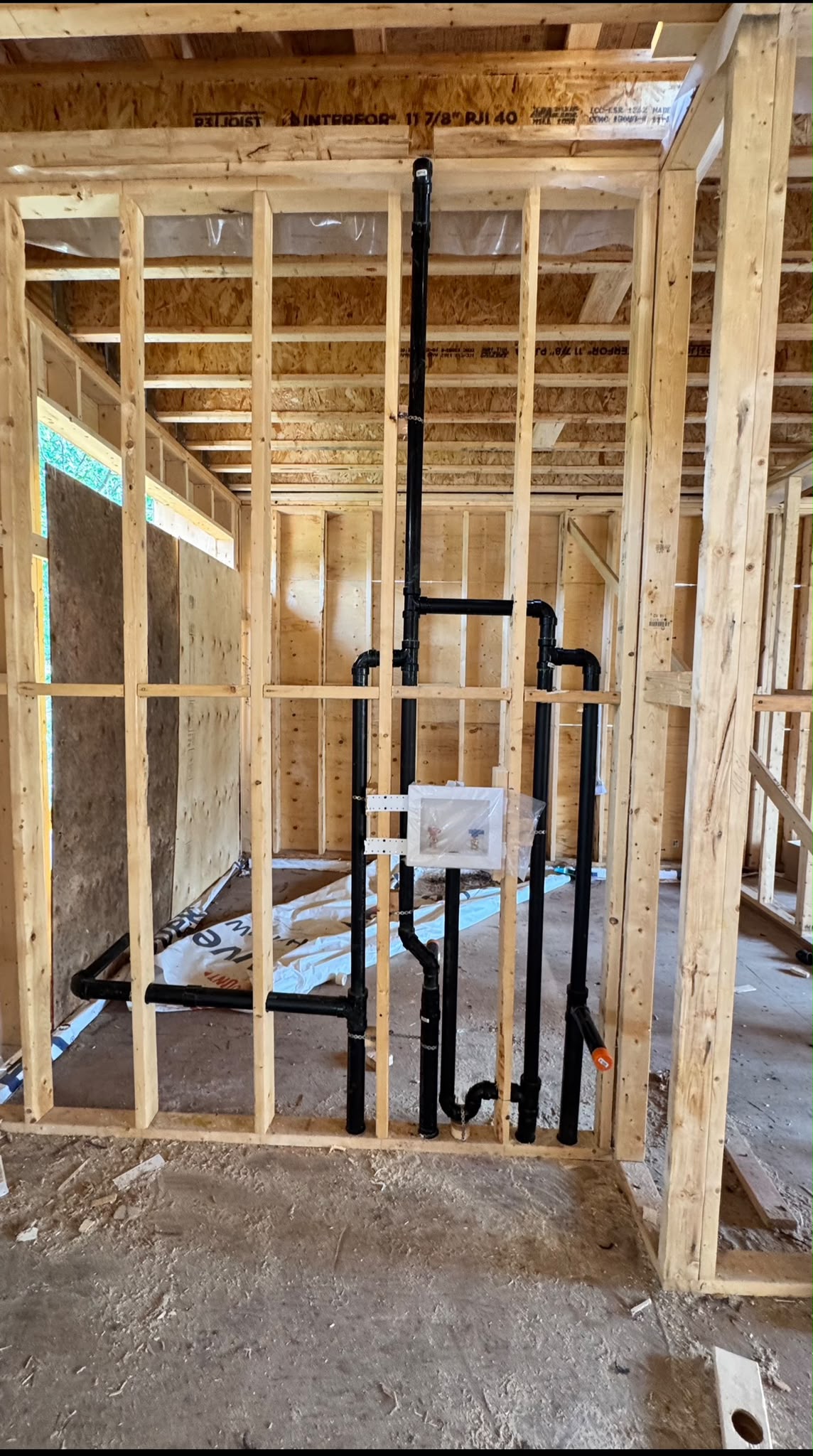 Laundry connection rough-in box with hot and cold valves